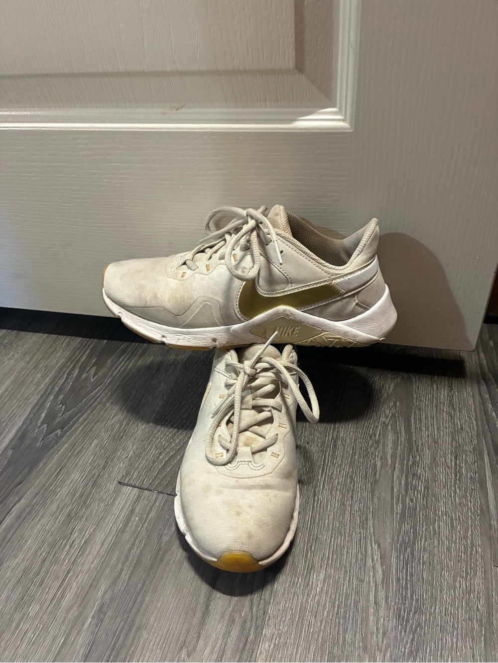 Nike Off-White Athletic Sneakers with Yellow Highlights